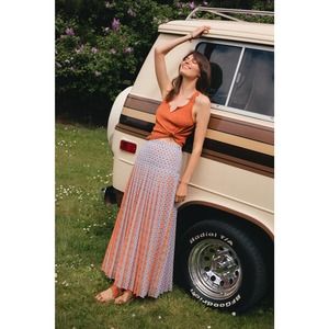 New Anthropologie Maeve Nonie Pleated Maxi Skirt